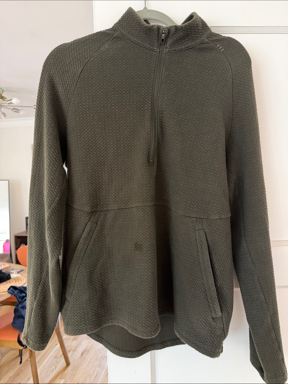 LULULEMON MENS Olive Green Quarter-Zip Pullover